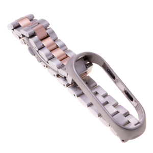 Bransoletka pasek Xiaomi Mi Band 3/ Xiaomi Mi Band 4 - srebrno rose gold