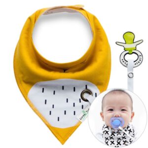 Chusta / śliniak z zawieszką na smoczek- musztardowa