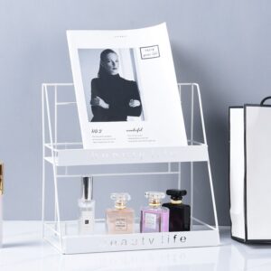 Metalowa, dwupoziomowa półka styl LOFT na kosmetyki BEAUTY LIFE – biała