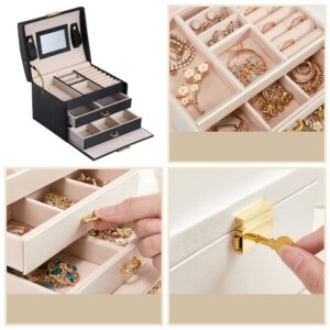 Wielopoziomowa szkatułka LELANI, kuferek na biżuterię Premium - czarna