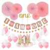 Zestaw balonów urodzinowych na roczek dla dziewczynki - różowy