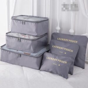 Zestaw organizerów podróżnych do walizki i szafy (6szt) - szary