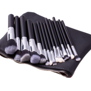 Zestaw pędzli do makijażu 15szt + etui - czarny